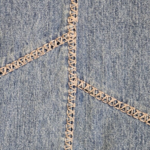 Y2K Womens Blue Jean Midi Skirt Denim Size 6 Thick Stitch Side Slit Boho Western - Picture 5 of 9